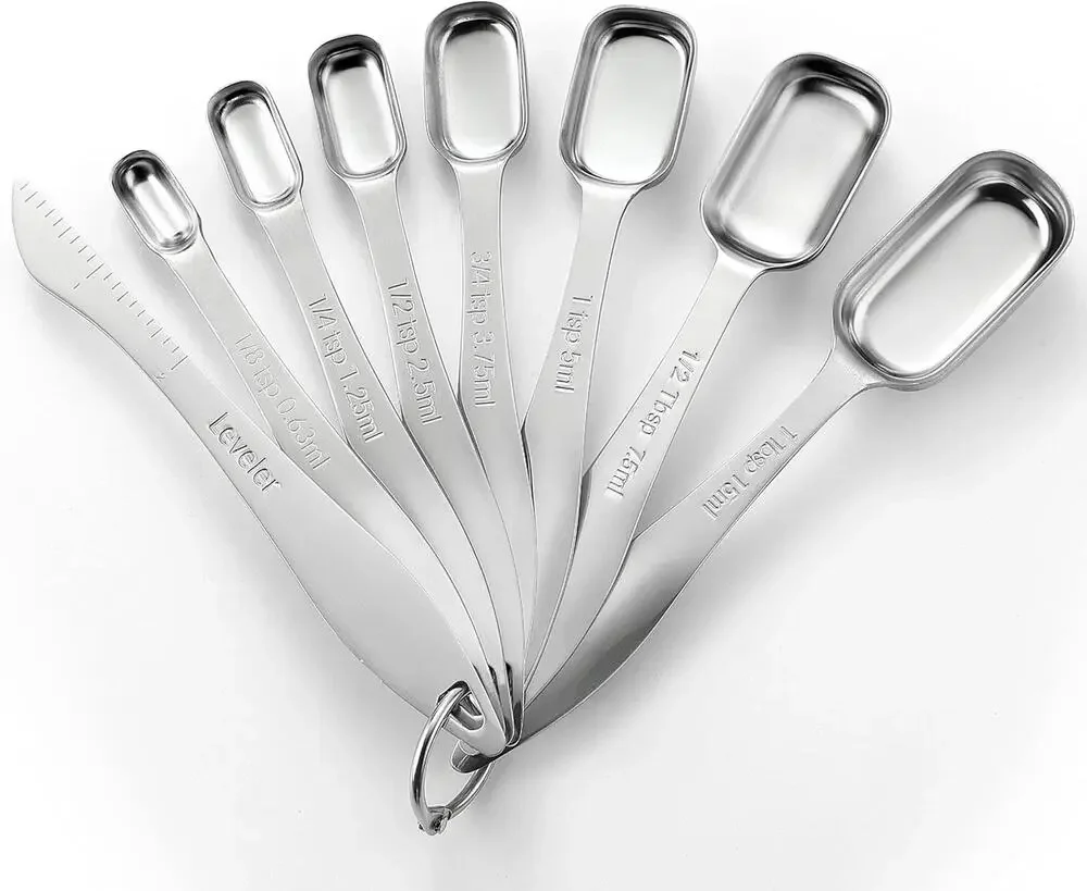 Spring Chef Stainless Steel Heavy Duty Measuring Spoons (8) w/ Leveler NWOTs